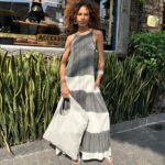 Vestido Em Malha Estampado De Alcinha Com Bolsos - Listrado