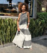 Vestido Em Malha Estampado De Alcinha Com Bolsos - Listrado
