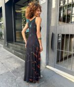 Vestido Em Malha Estampado De Alcinha Com Bolsos - Preto - Imagem 3