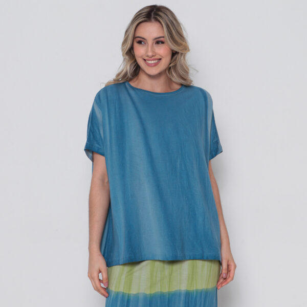 Conjunto Feminino Em Malha Estampada Com Bolsos - Azul - Imagem 3