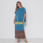 Conjunto Feminino Em Malha Estampada Com Bolsos - Azul - Imagem 4