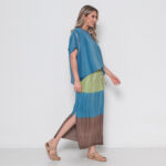 Conjunto Feminino Em Malha Estampada Com Bolsos - Azul - Imagem 2