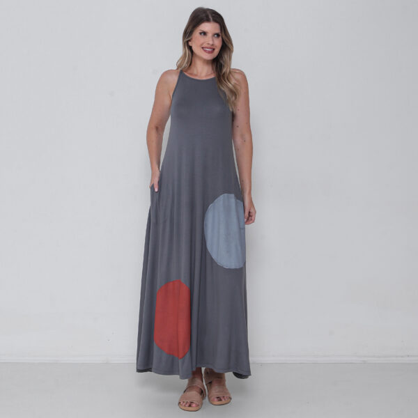 Vestido Em Malha Estampado Com Bolsos E De Alcinha - Bolas - Imagem 2