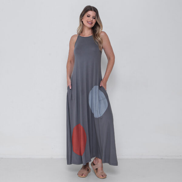 Vestido Em Malha Estampado Com Bolsos E De Alcinha - Bolas - Imagem 4