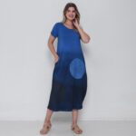 Vestido Em Malha Estampado Com Bolsos E Mangas Curtas - Degradê - Imagem 2