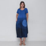 Vestido Em Malha Estampado Com Bolsos E Mangas Curtas - Degradê - Imagem 4