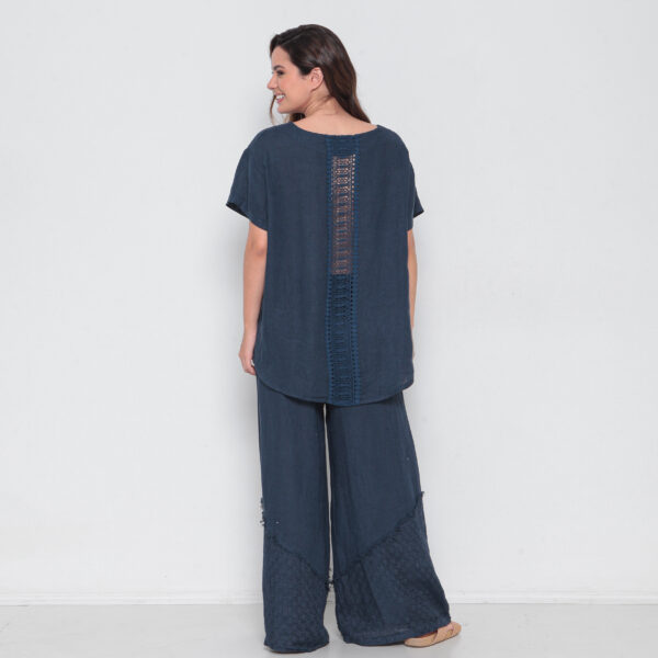 Conjunto Em Linho Com Bolsos E Detalhes Em Renda - Imagem 5