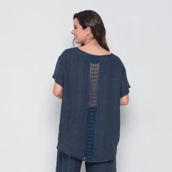 Conjunto Em Linho Com Bolsos E Detalhes Em Renda - Imagem 3