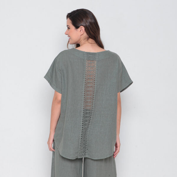 Conjunto Em Linho Com Bolsos E Detalhes Em Renda - Imagem 12
