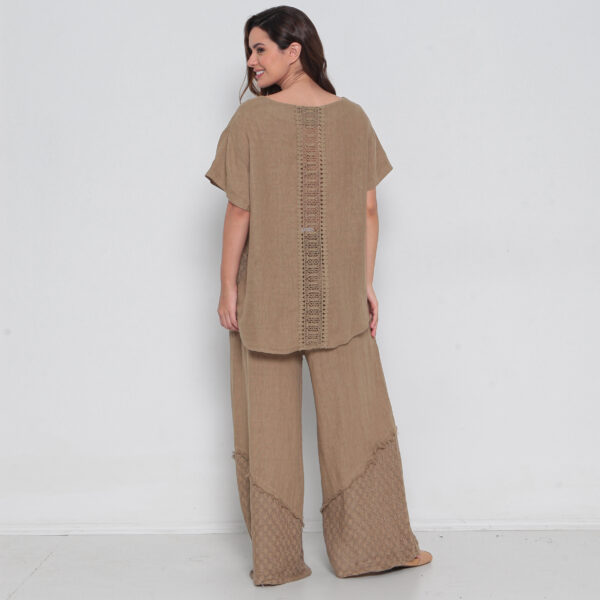Conjunto Em Linho Com Bolsos E Detalhes Em Renda - Imagem 10