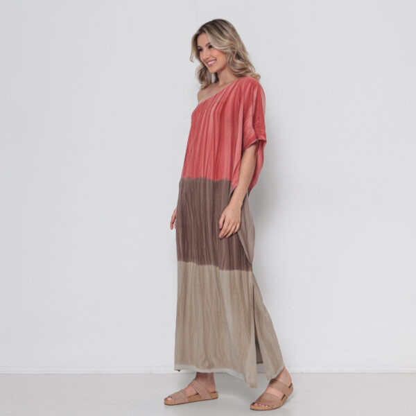 Kaftan Em Malha Estampada Ombro Único - Vermelha - Imagem 4
