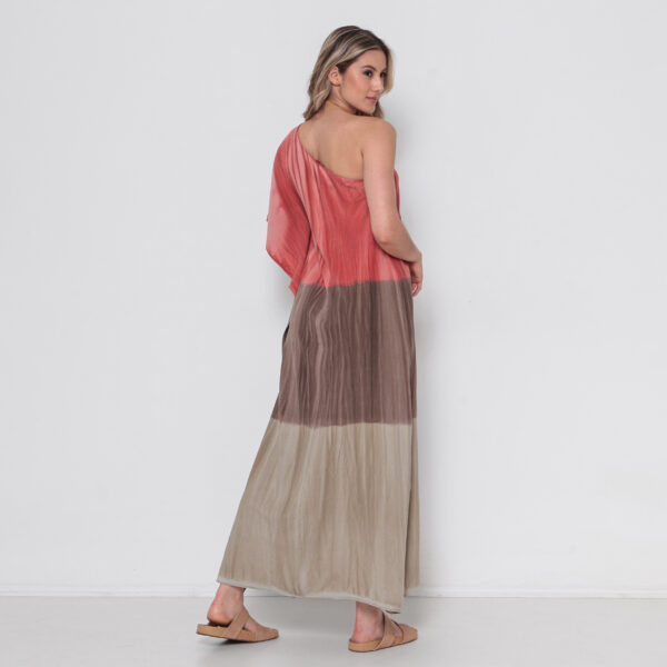Kaftan Em Malha Estampada Ombro Único - Vermelha - Imagem 5