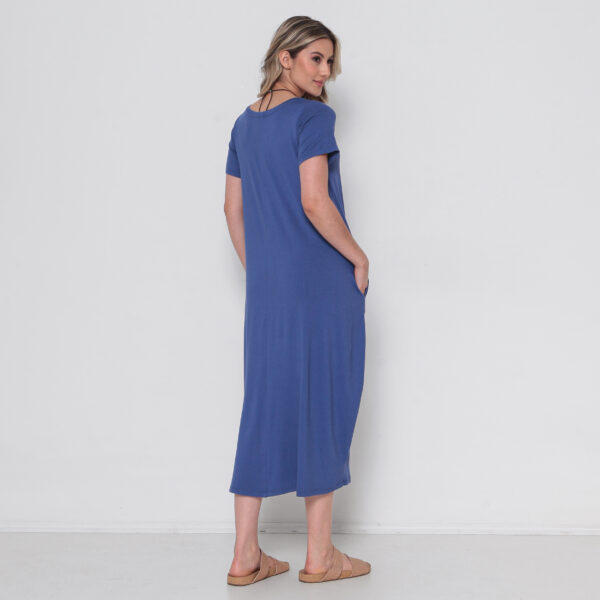 Vestido Em Malha Com Bolsos E Mangas Curtas - Imagem 5