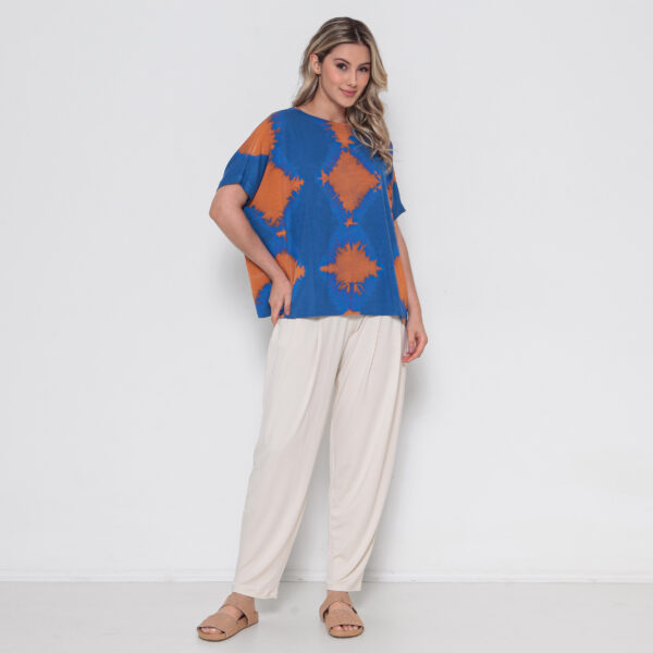 Blusa Feminina Em Malha Estampada - Azul - Imagem 3