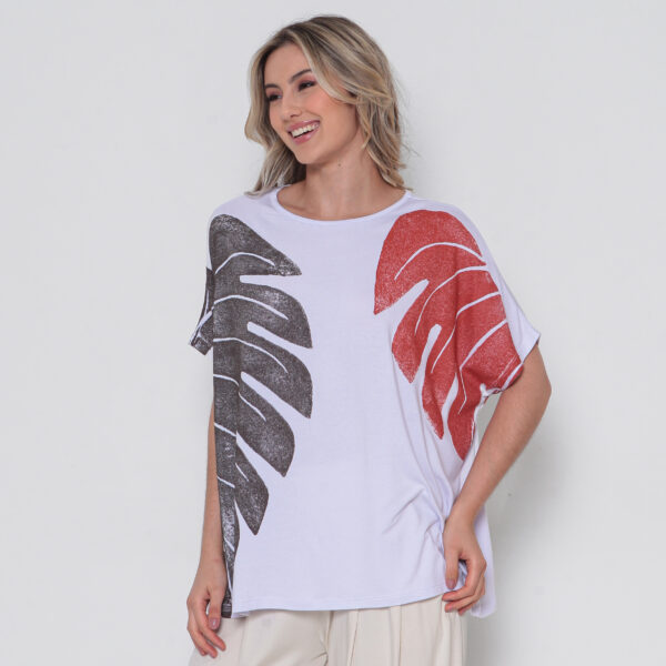 Blusa Feminina Em Malha Estampada - Imagem 1