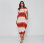 Vestido Em Malha Estampado Com Bolsos E Mangas Curtas - Tie Dye