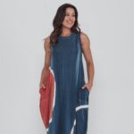 Vestido Em Malha Estampado Sem Mangas Com Bolsos - Bicolor - Imagem 3