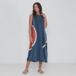 Vestido Em Malha Estampado Sem Mangas Com Bolsos - Bicolor - Imagem 2