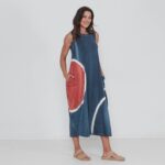 Vestido Em Malha Estampado Sem Mangas Com Bolsos - Bicolor - Imagem 4