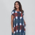 Vestido Em Malha Estampado Com Bolsos Mangas Curtas - Xadrez - Imagem 3