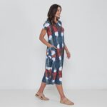 Vestido Em Malha Estampado Com Bolsos Mangas Curtas - Xadrez - Imagem 2