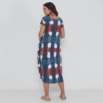 Vestido Em Malha Estampado Com Bolsos Mangas Curtas - Xadrez - Imagem 5