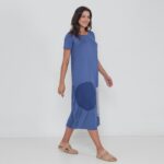 Vestido Em Malha Estampado Com Bolsos - Azul - Imagem 2