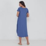 Vestido Em Malha Estampado Com Bolsos - Azul - Imagem 5