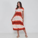 Vestido Em Malha Estampado Com Bolsos E Mangas Curtas - Tie Dye - Imagem 4