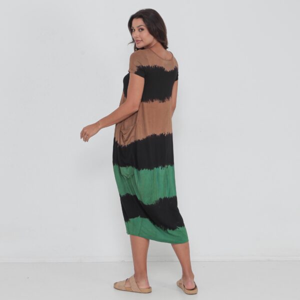 Vestido Em Malha Estampado Com Bolsos E Mangas Curtas - Listrada - Imagem 5