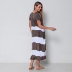 Vestido Em Malha Estampado Com Bolsos E Mangas Curtas - Marrom - Imagem 2