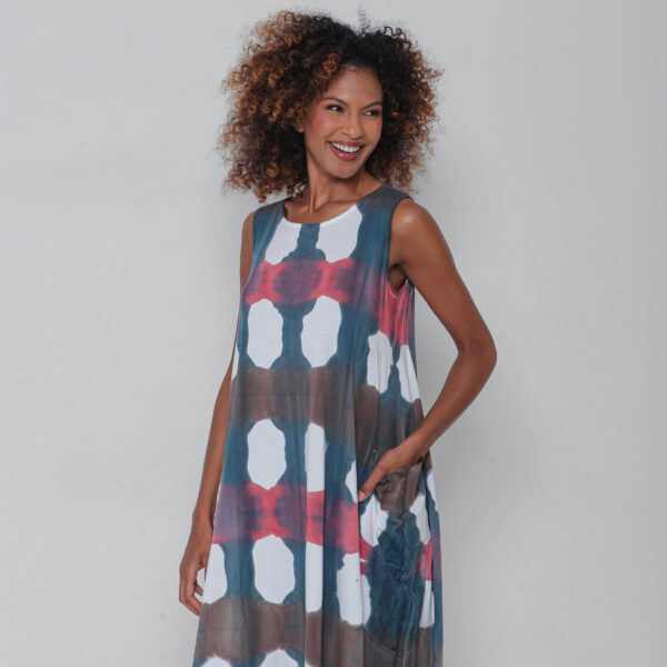 Vestido Tie Dye em Malha sem Manga - Xadrez Italy - Imagem 2