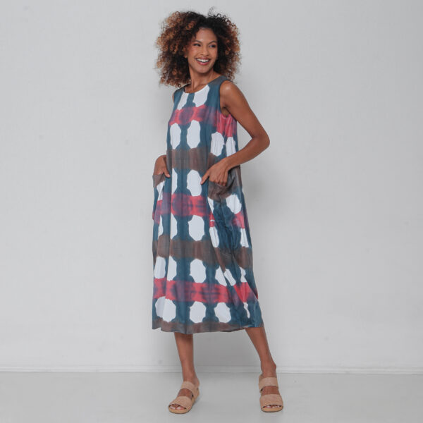 Vestido Tie Dye em Malha sem Manga - Xadrez Italy - Imagem 1