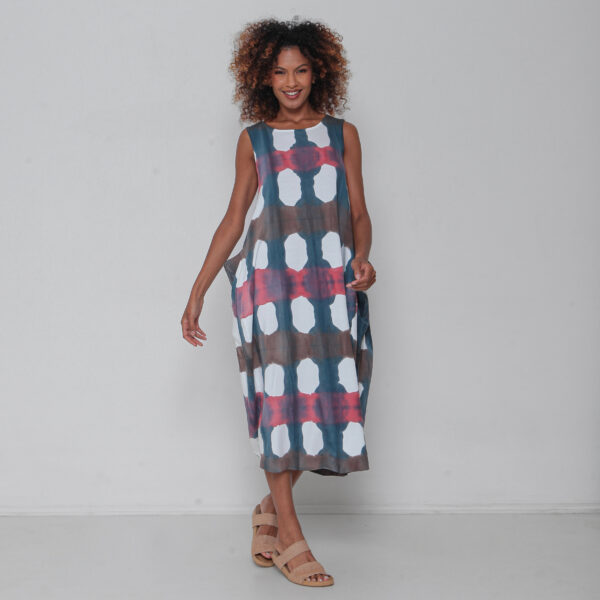 Vestido Tie Dye em Malha sem Manga - Xadrez Italy - Imagem 3