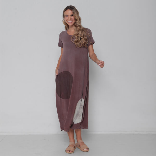 Vestido em Malha Estonado - Marrom - Imagem 2