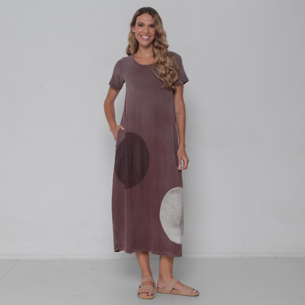 Vestido em Malha Estonado - Marrom - Imagem 1