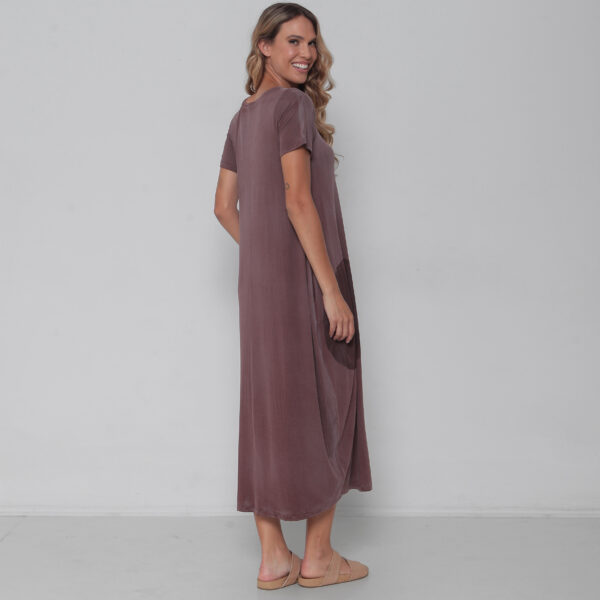 Vestido em Malha Estonado - Marrom - Imagem 4
