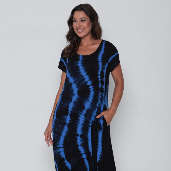 Vestido em Malha Estampado - Azul - Imagem 2