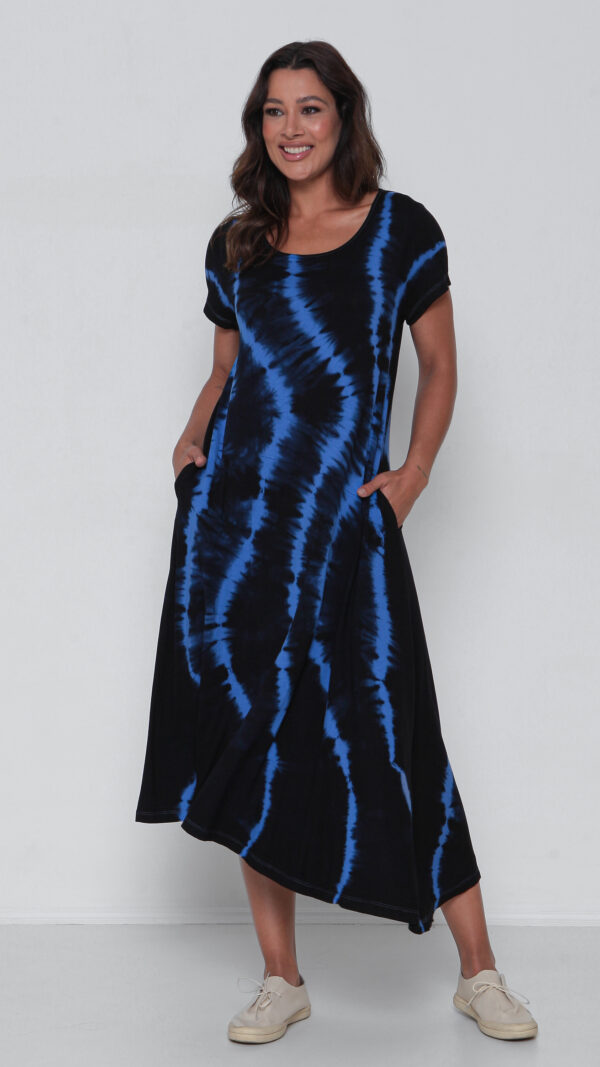 Vestido em Malha Estampado - Azul