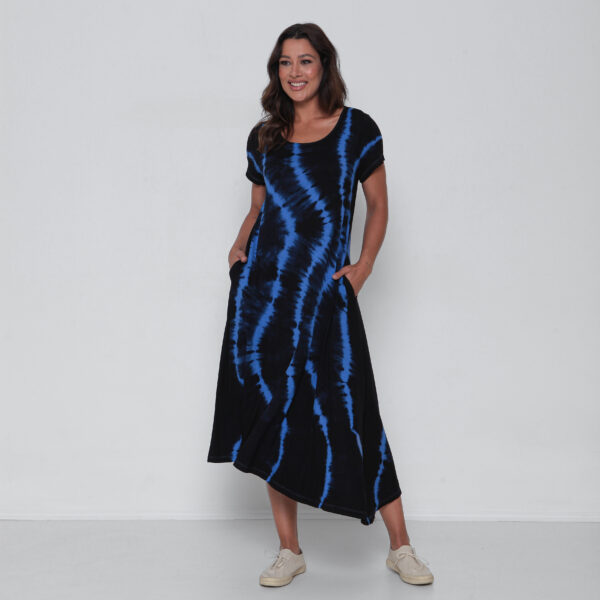 Vestido em Malha Estampado - Azul - Imagem 1