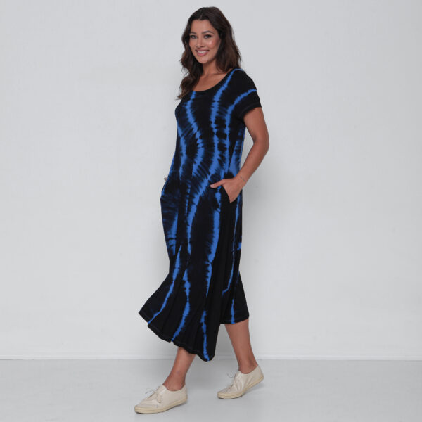 Vestido em Malha Estampado - Azul - Imagem 3