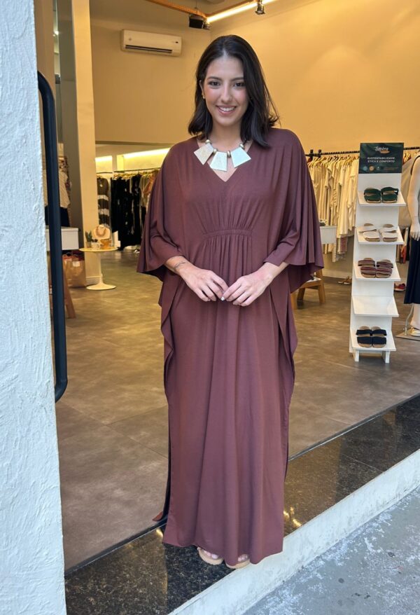 Vestido em Malha Decote V Franzido - Imagem 4