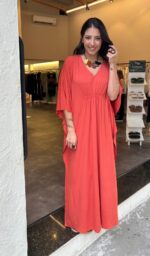 Vestido em Malha Decote V Franzido - Imagem 6