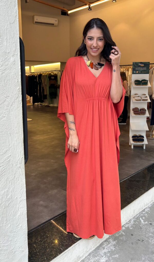 Vestido em Malha Decote V Franzido - Imagem 6