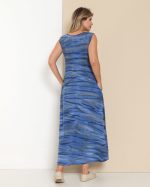 Vestido Feminino em Malha Estampado Sem Manga - Azul - Imagem 5