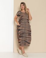 Vestido em Malha Estampado - Laranja