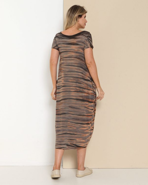 Vestido em Malha Estampado - Laranja - Imagem 4