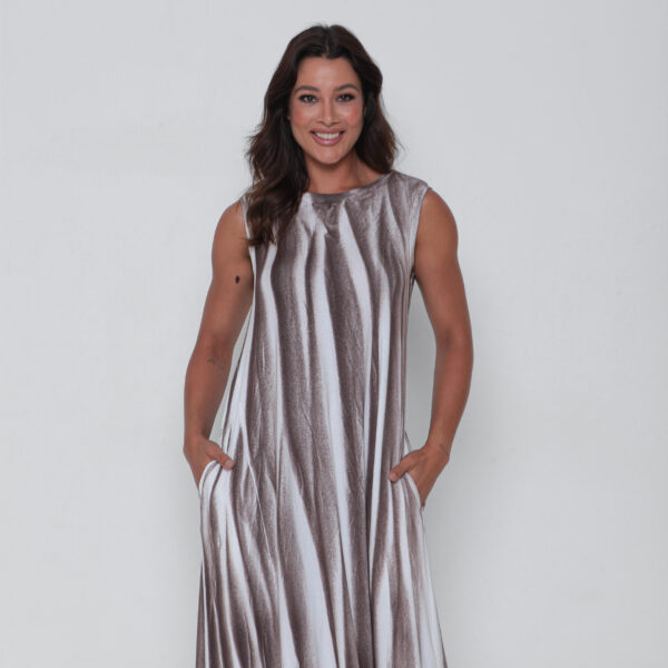 Vestido em Malha Estampado Sem Mangas - Off - Imagem 2