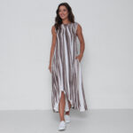 Vestido em Malha Estampado Sem Mangas - Off