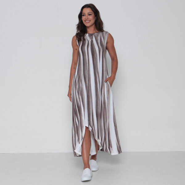 Vestido em Malha Estampado Sem Mangas - Off - Imagem 1